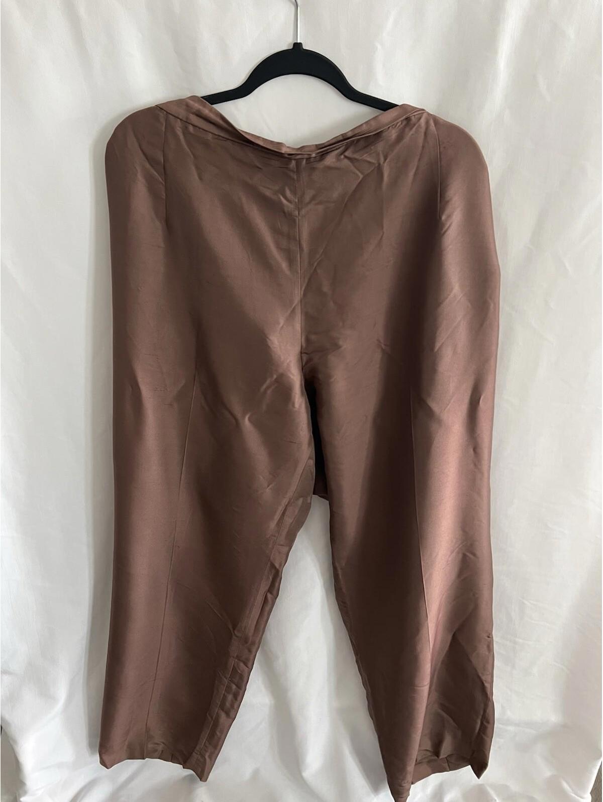Adriana Papell 22w 100% Silk Wide Leg Pants Dusty Rose Formal